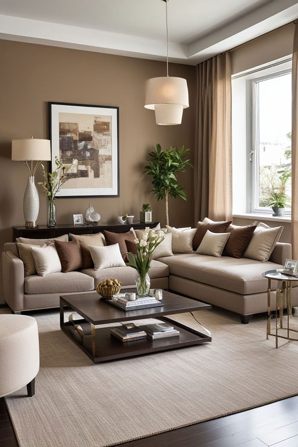 نمونه ای از ترکیب نسکافهای و قهوهای شکلاتی در پذیرایی