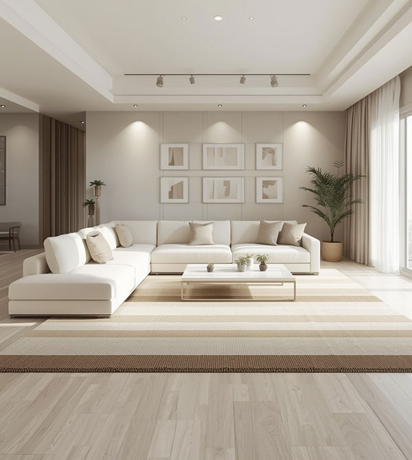 نمونه ای از ترکیب سفید گرم و نودهای کرمی در پذیرایی