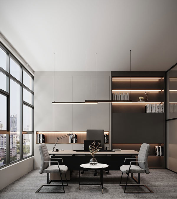 نمونه ای از طراحی داخلی دفتر کار