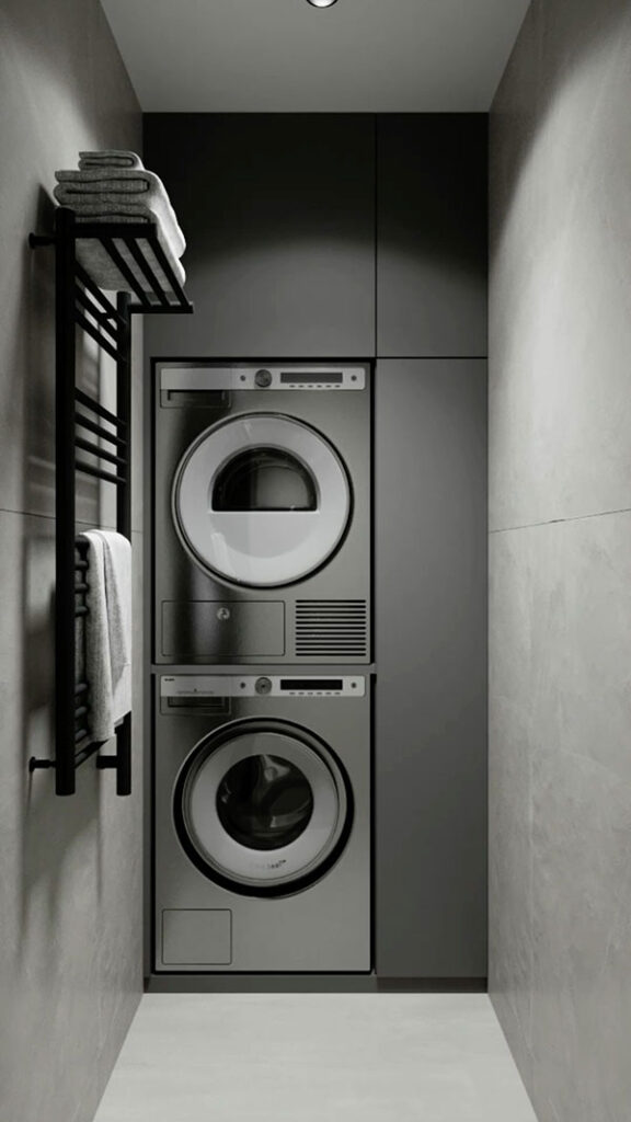 چیدمان تک دیواره لاندری روم