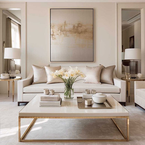 نمونه ای از طلایی روشن و کرم ملایم در پذیرایی