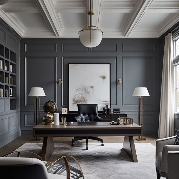 نمونه ای از طراحی دفتر کار لوکس و رسمی برای برند های لوکس