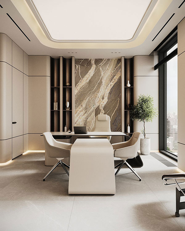 نمونه ای از طراحی داخلی دفتر کار که ویترین کاری شما محسوب می شود.