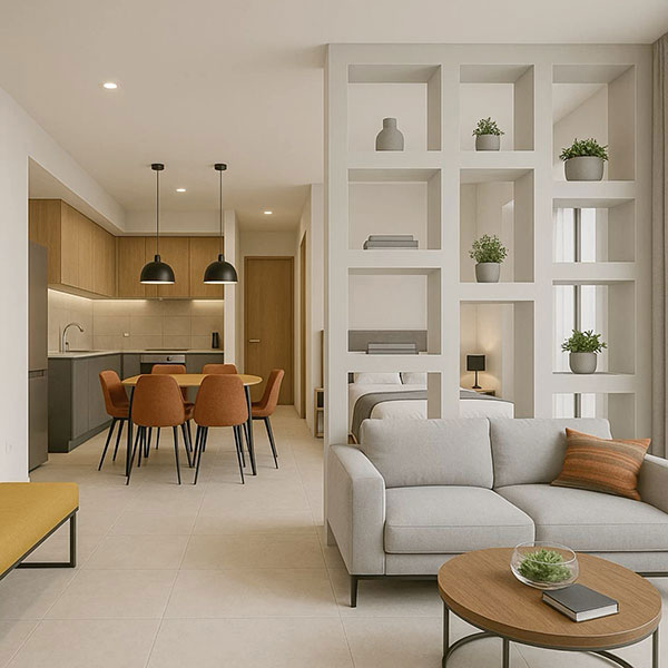 نمونه ای از پارتیشن در دکوراسیون منزل کوچک