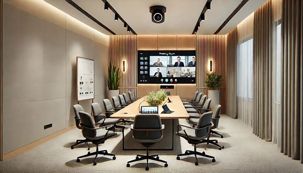 نمونه ای از بکارگیری سیستم پیشرفته ویدئو کنفرانس در اتاق جلسه