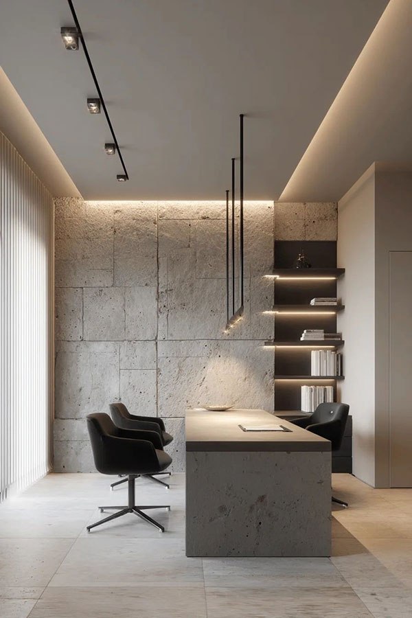 نمونه ای از استفاده نور خنثی و تاکیدی در دفتر کار