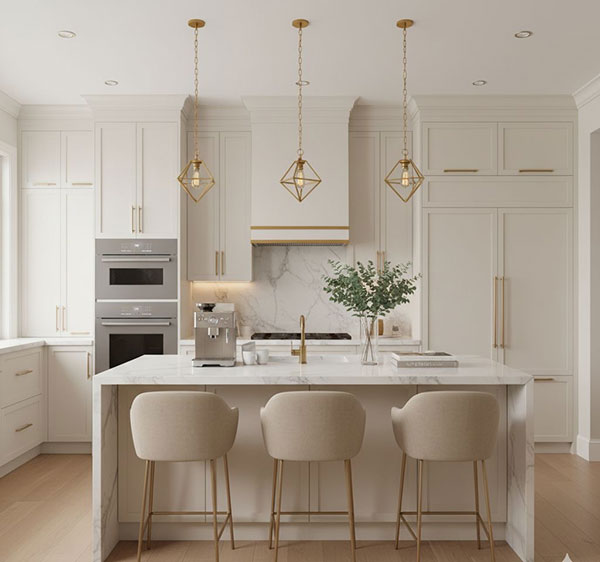 نمونه ای از استفاده رنگهای خنثی در آشپزخانه