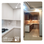 قبل و بعد بازسازی آشپزخانه خانه - پروژه روشن قیطریه