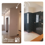 قبل و بعد بازسازی دیوار آشپزخانه - پروژه امید هروی