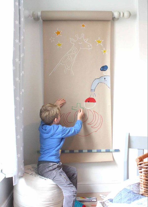 نمونه ای از استفاده المان هایی برای خلاقیت کودک در اتاق کودک