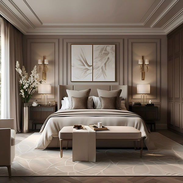 نمونه‌ای از بازسازی اتاق خواب با توجه به ابعاد اتاق، نورپردازی، انتخاب متریال و مبلمان