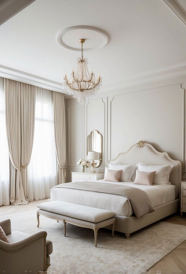 نمونه‌ای از بازسازی اتاق خواب با انتخاب رنگ مناسب، نورپردازی درست، استفاده از مبلمان چند منظوره و جزئیات دکوراتیو