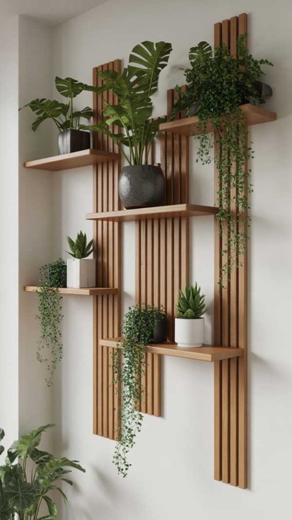 نمونهای از چیدمان گل روی شلف در خانههای کوچک