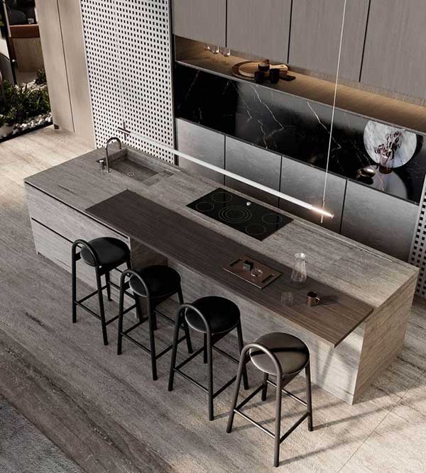 در نصب تجهیزاتی مانند سینک یا اجاق گاز روی جزیره، باید به فضای خالی اطراف آن‌ها توجه شود