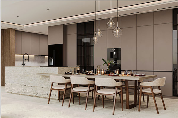 نمونه‌ای از طراحی جزیره در آشپزخانه