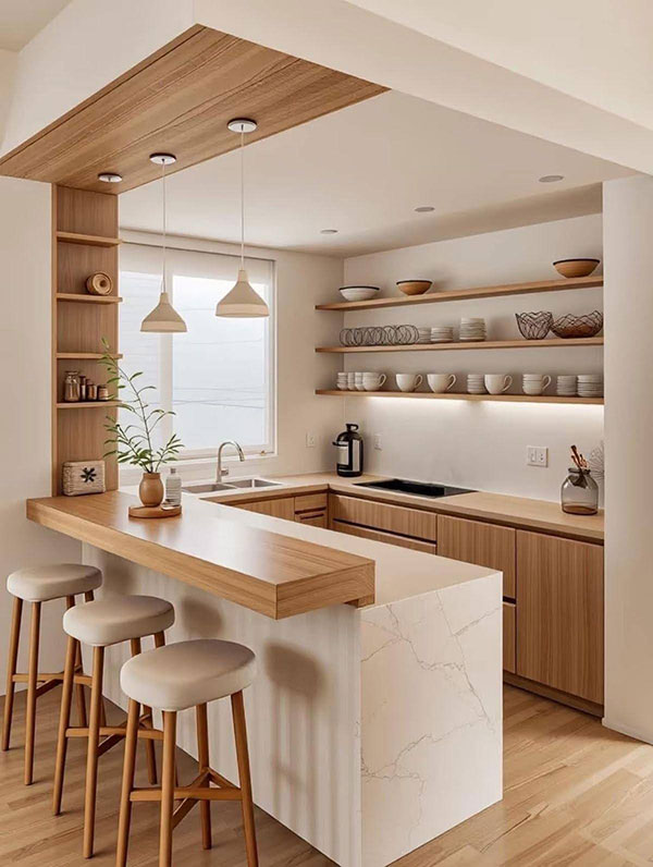 عکس جزیره آشپزخانه طبقه‌ای