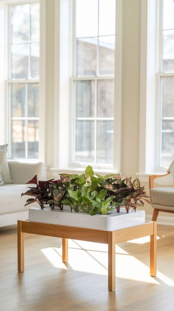 نمونهای از استفاده میز دکوری برای قرار دادن گلدان در پذیرایی