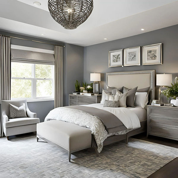 نمونه‌ای از استفاده اکسسوری‌های شخصی، تابلوها، عکس‌ها و وسایل تزئینی در بازسازی اتاق خواب که حس آرامش و تعلق را تقویت می‌کند