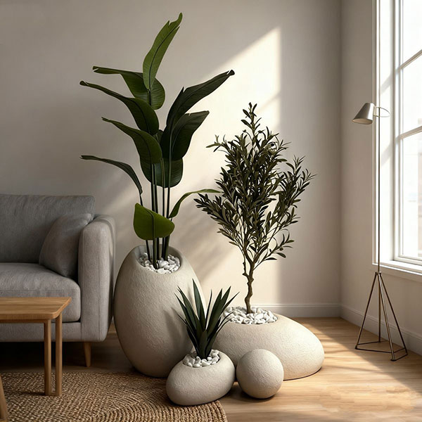 نمونهای از استفاده گیاهان دکوراتیو در پذیرایی