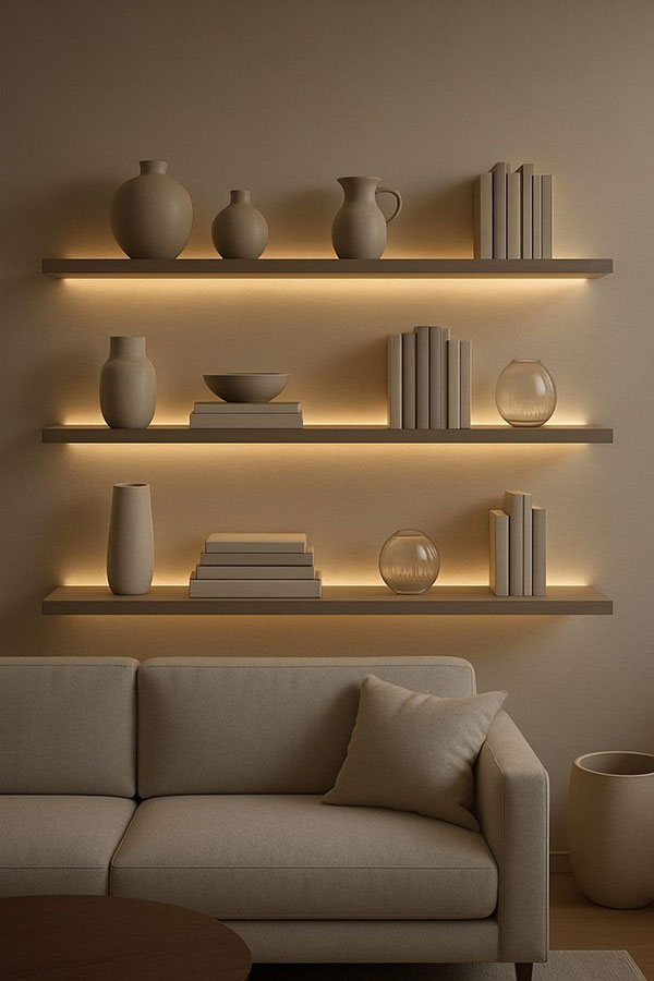 نمونه ای از نورپردازی از پشت برای شلف