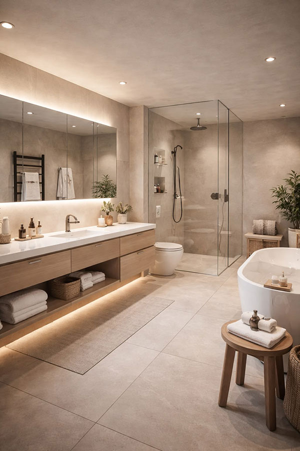 نمونه‌ای از استفاده کاشی سرامیکی در حمام