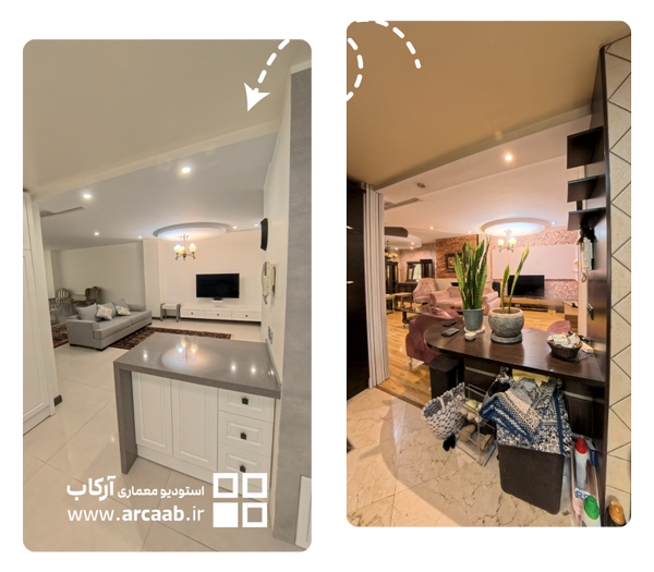 قبل و بعد بازسازی آشپزخانه - پروژه ظرافت فردوس