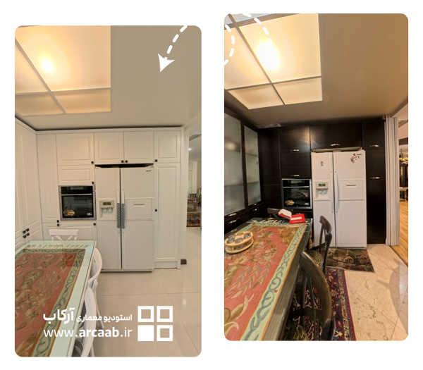 قبل و بعد بازسازی آشپزخانه - پروژه ظرافت فردوس