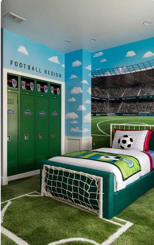 طراحی اتاق خواب پسرانه با تم فوتبال