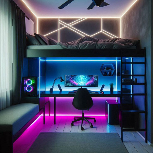 نمونه‌ای از طراحی اتاق خواب گیمینگ پسرانه