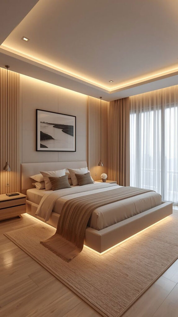 نمونهای از استفاده از نور مخفی در اتاق خواب