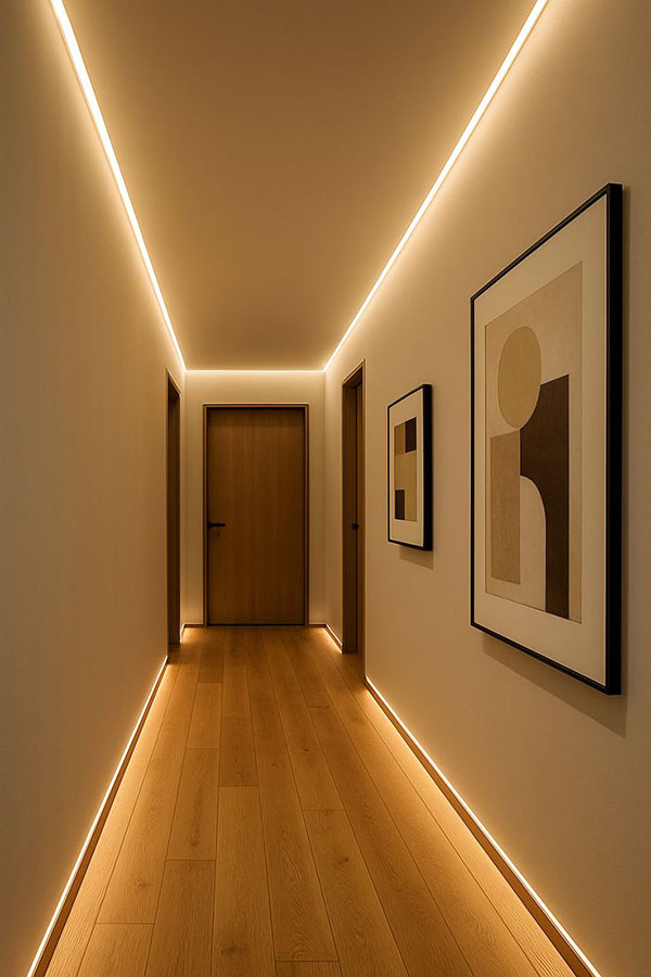 نمونه ای از استفاده از نور مخفی در راهرو