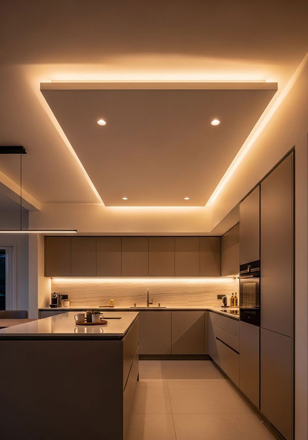 نمونه ای از استفاده از نور مخفی در آشپزخانه