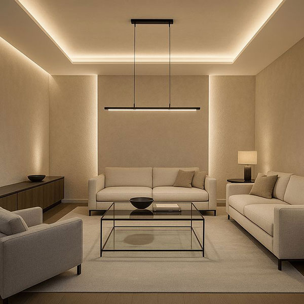 نمونه ای از استفاده از نور مخفی در پذیرایی خانه