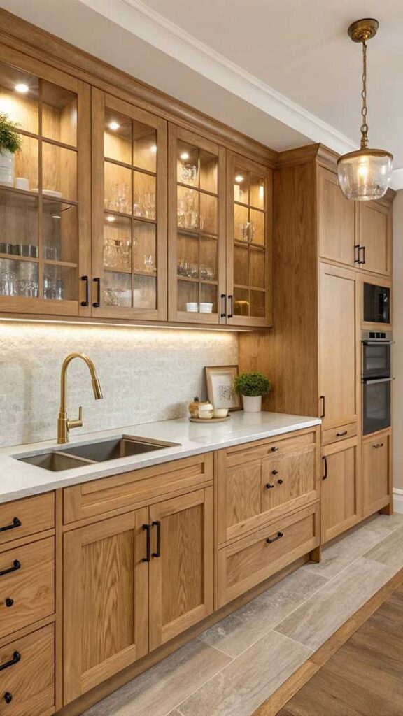 نمونهای از استفاده از کابینت تخته چوب جامد در آشپرخانه