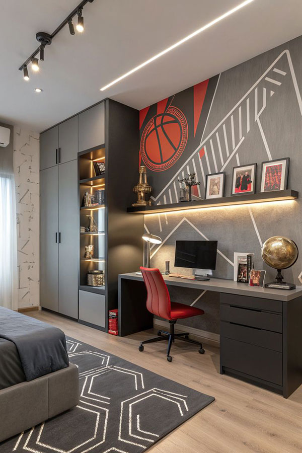 اتاق خواب پسرانه ورزشی با در نظر گرفتن نکات طراحی