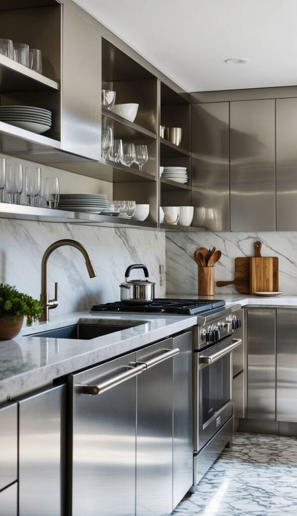 نمونهای از کابینت استیل برای آشپزخانه