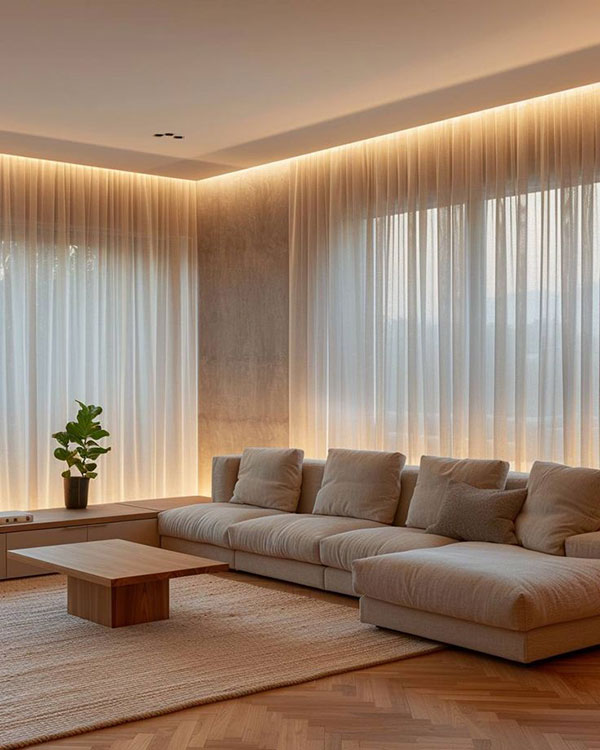 نمونه ای از نورپردازی والانس بالا و پایین پنجرهها